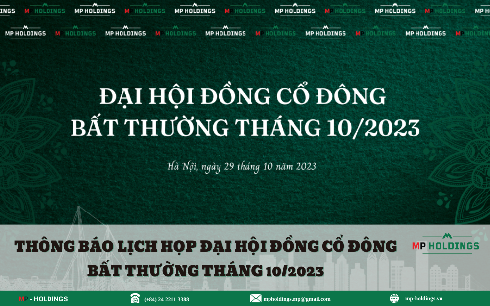 THÔNG BÁO LỊCH HỌP ĐẠI HỘI ĐỒNG CỔ ĐÔNG BẤT THƯỜNG THÁNG 10/2023